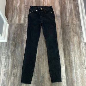 True Religion Halle Glitter Gold Metallic High Rise super skinny jeans